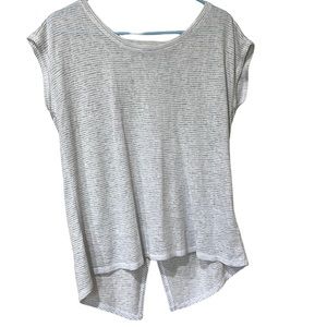 Athleta White sleeveless shirt, gray stripes, open swing back medium